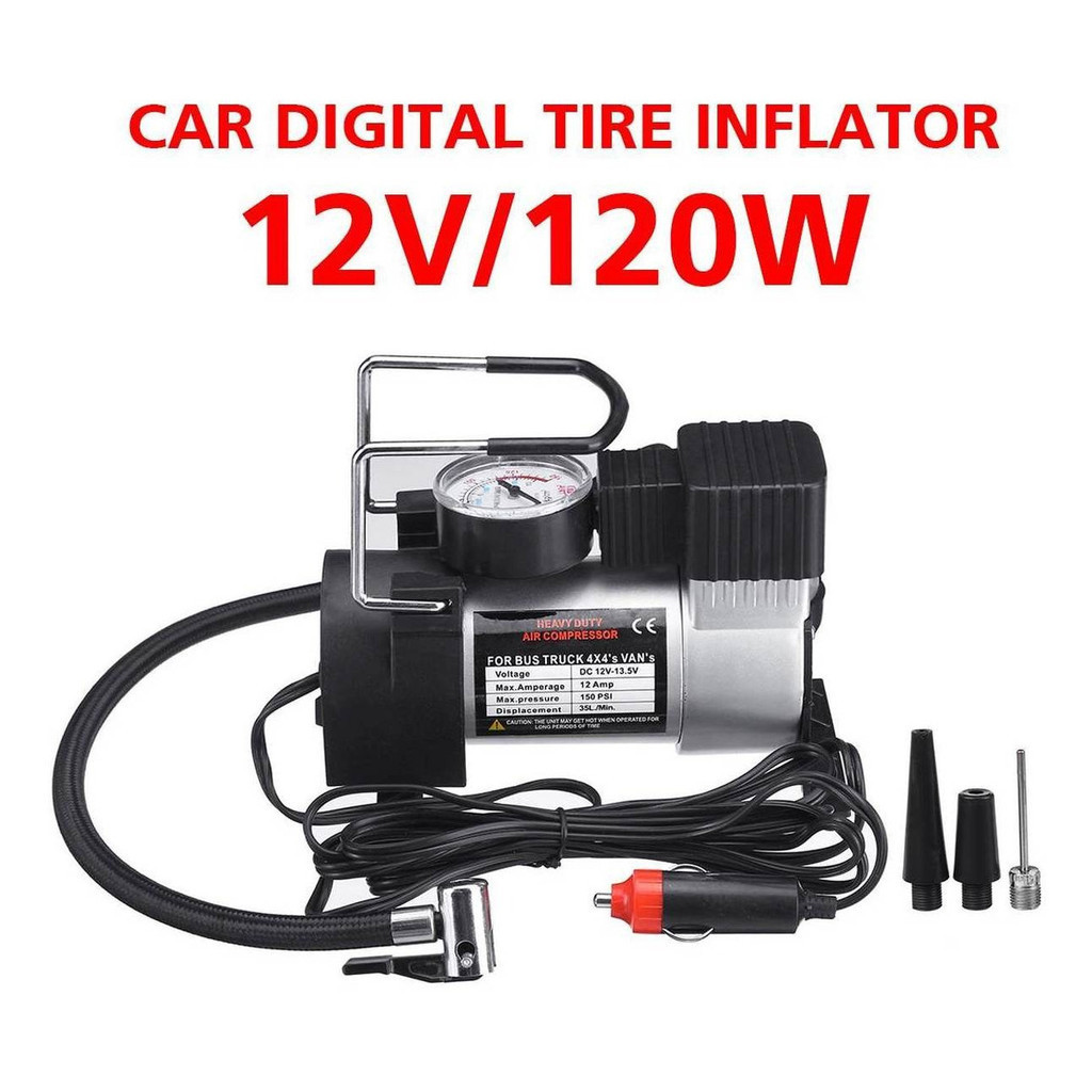 MINI COMPRESSOR DE AR 12V AUTOMOTIVO PORTATIL METAL 150 PSI