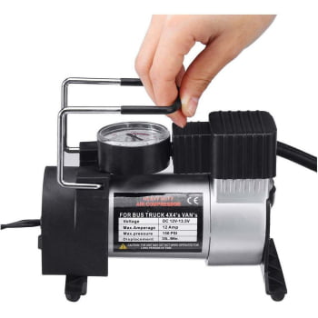 MINI COMPRESSOR DE AR 12V AUTOMOTIVO PORTATIL METAL 150 PSI