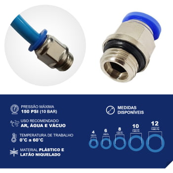 CONECTOR MACHO INST PLASTICO 8MM X 1/4 ROTTA