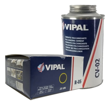 KIT 1 CAIXA DE REMENDO R-05 + COLA CV-02 (VIPAL)