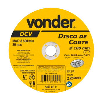 DISCO CORTE 180,0X1,6X22,23 - BNV02 - VONDER
