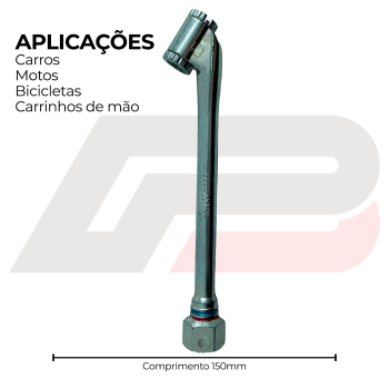 BICO INFLADOR DUPLO CURVO 150MM 825 ROSCA FEMEA 1/4 SCHWEERS COM CONECTOR